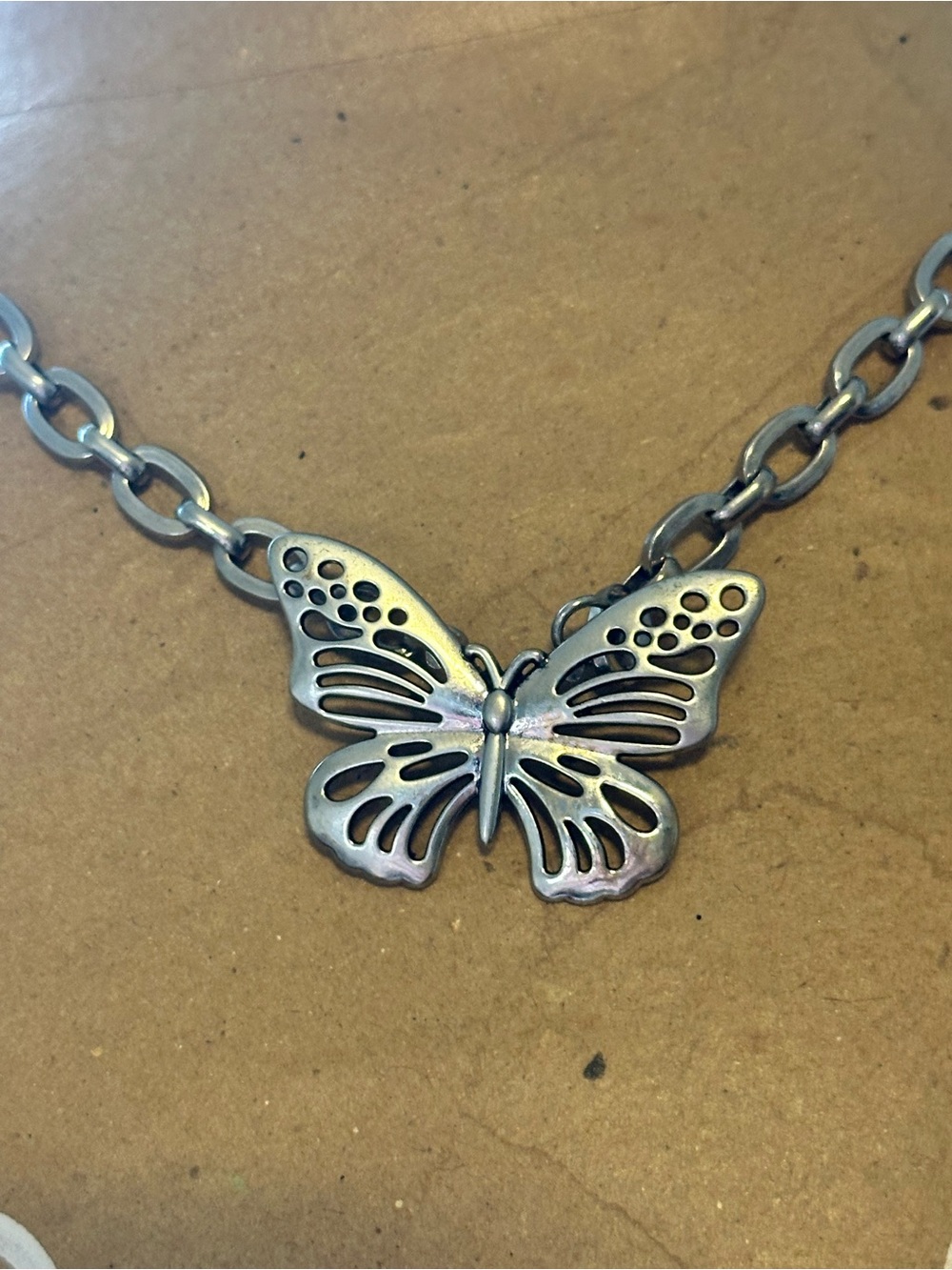 Butterfly Dsigns Silver-Tone Cutout Butterfly Necklace